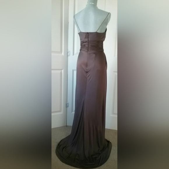 SALE🔖*$3850 NEW W. TAG OSCAR DE LA RENTA SILK LONG BROWN RUNWAY GOWN US 10 - Picture 7 of 13